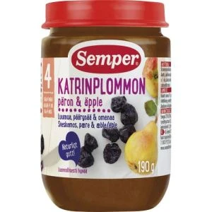 Semper Katrinplommon, päron & äpple 4 mån - 190g