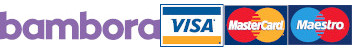 Card payment options via Bambora. VISA, MasterCard and Maestro
